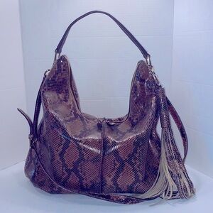 GILI Leather Snake Print Hobo Style Bag